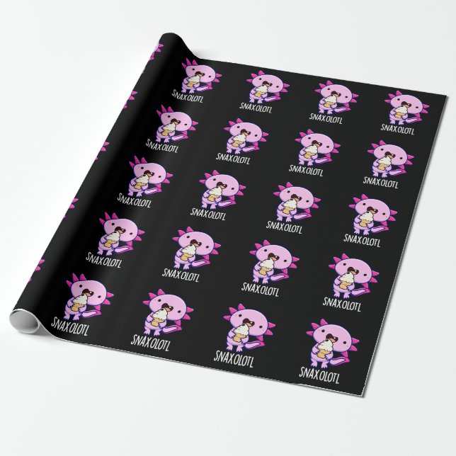 Papier Cadeau Snaxolotl Funny Axolotl Pun Dark BG (Déroulé)