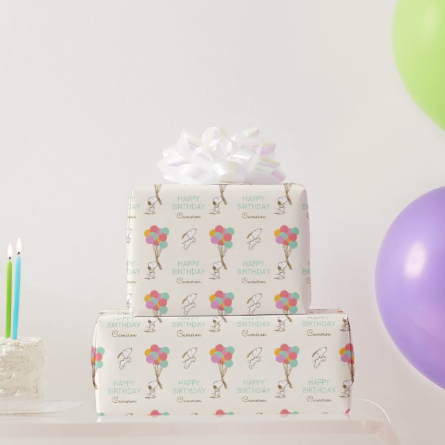 Papier Cadeau Snoopy et Ballons Anniversaire (Cadeaux de fête)