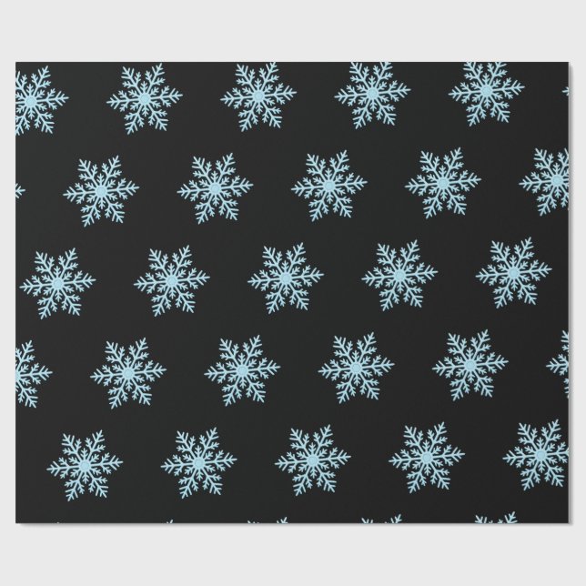 Papier Cadeau Snow Flake Wrapping Paper On Black Backing (Plat)
