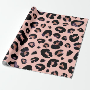 Papier Cadeau Snow Leopard noir gris beige arrière - plan sans 