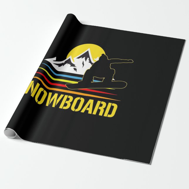 Papier Cadeau Snowboard Retro Vintage (Déroulé)