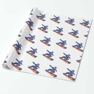 Papier Cadeau Snowboarder silhouette - Choisir la couleur arrièr