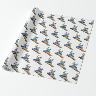 Papier Cadeau Snowboardeur en Zèbre Psychédélique Impression