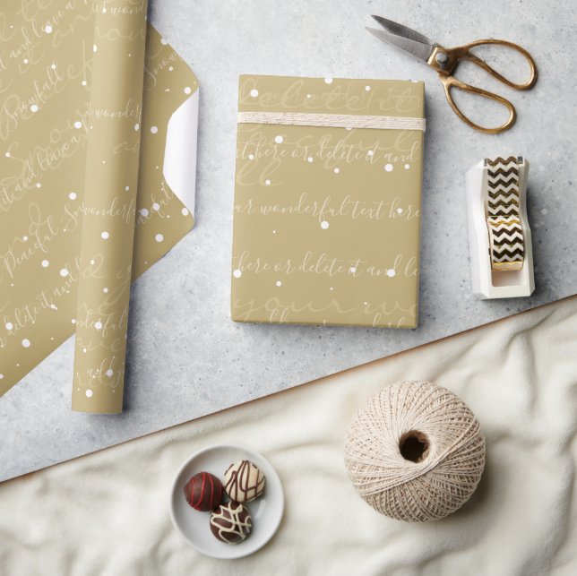 Papier Cadeau Snowfall de texte de script personnalisé minimalis (Artisanat)