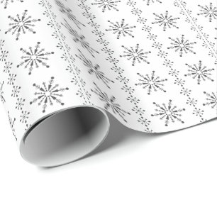 Papier Cadeau Snowflakes Abstraits De Noël Blanc Et Gris