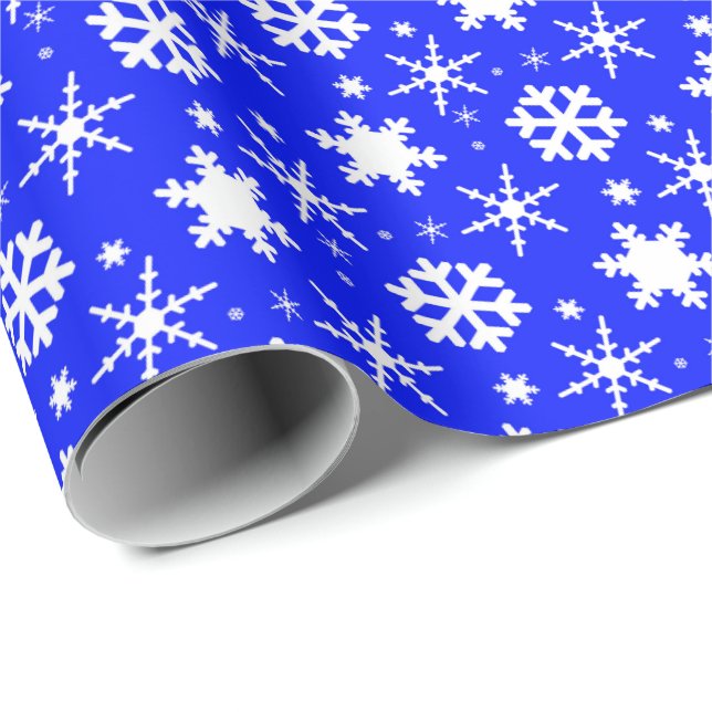 Papier Cadeau Snowflakes Dark Blue (Coin rond)