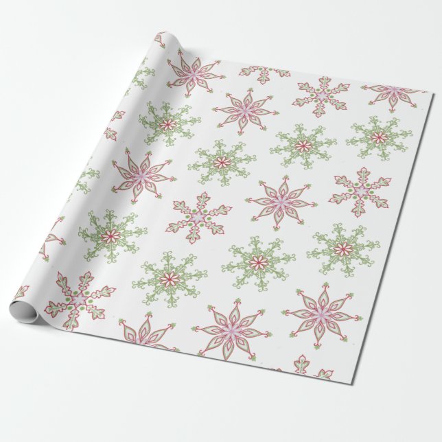 Papier Cadeau Snowflakes hiver moderne stylé Noël (Déroulé)