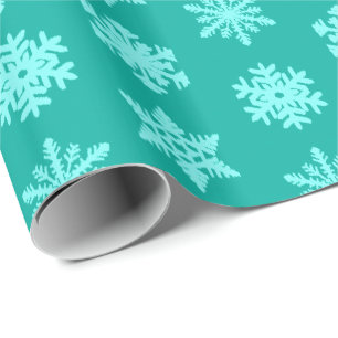 Papier Cadeau Snowflakes Ikat - Turquoise et aqua