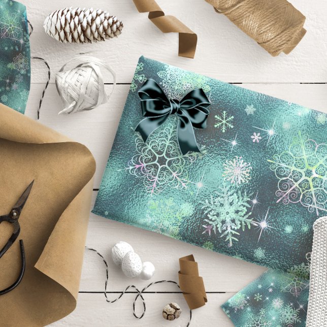 Papier Cadeau Snowflakes le plus beau Motif ID Turquoise846 (Créateur téléchargé)
