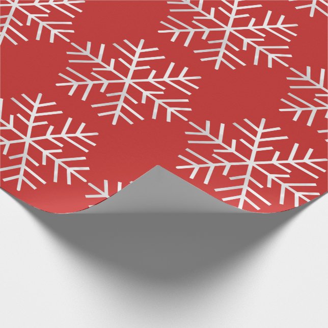 Papier Cadeau Snowflakes Noël Fêtes Rouge Blanc gris Joyeux (Coin)