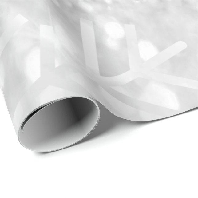 Papier Cadeau Snowflakes Noël Gray Silver Parties scintillant (Coin rond)