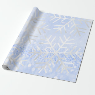Papier Cadeau Snowflakes Noël Holiday Blue Pastel Parties scinti