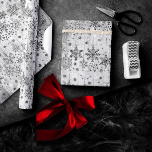Papier Cadeau Snowflakes rustiques   Motif en bois de diamant ar