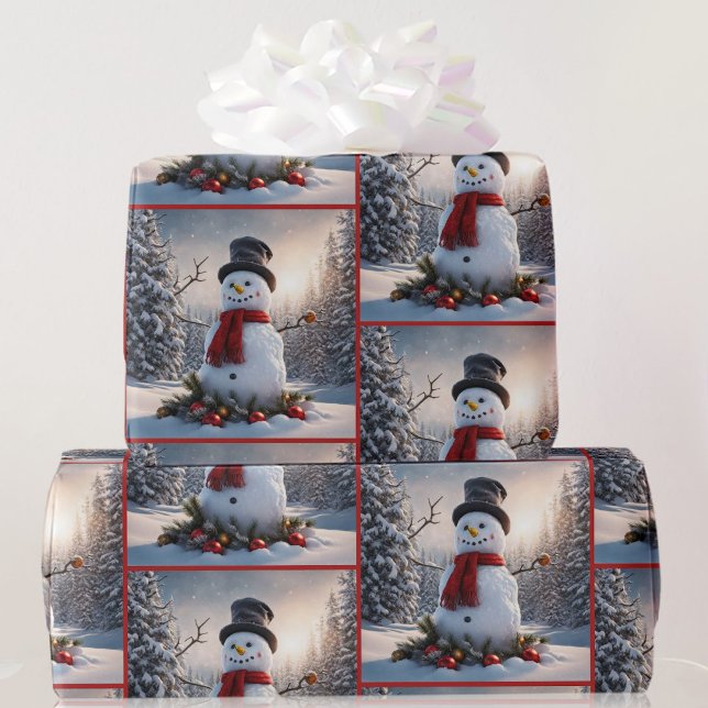 Papier Cadeau Snowman en Laine Rouge Carotte Carotte Carotte Noi (Créateur téléchargé)