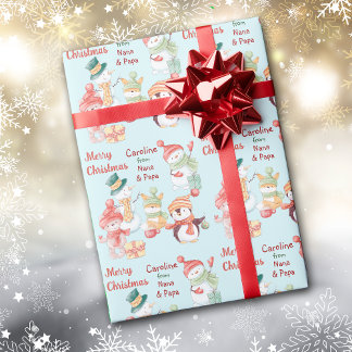 Papier Cadeau Snowman et amis Fête de Noël Enfants