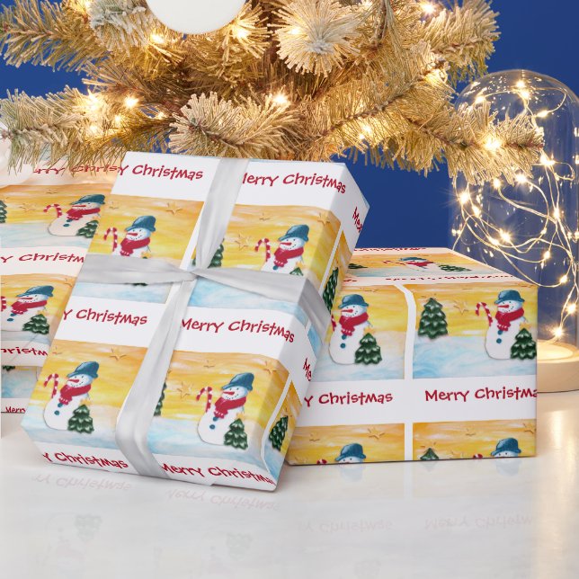 Papier Cadeau Snowman et sapin de Noël avec Star Holiday (Vacances)