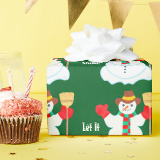 Papier Cadeau Snowman With Text