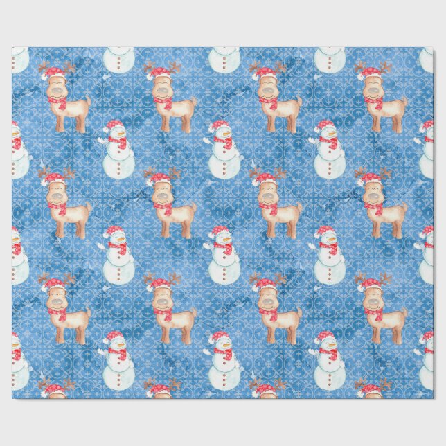 Papier Cadeau Snowmen et rennes de Noël (Couture)