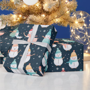 Papier Cadeau Snowmen—Flèches de neige Moderne Noël