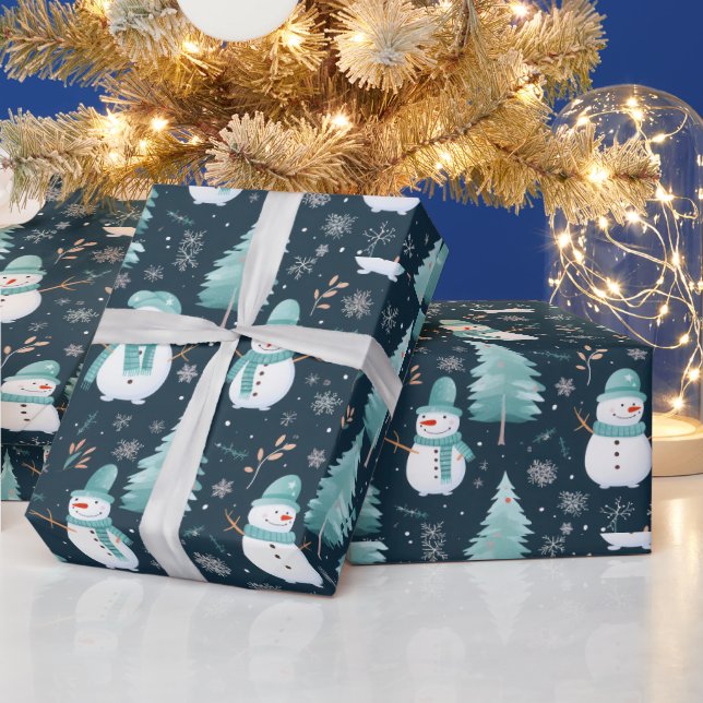 Papier Cadeau Snowmen—Flèches de neige Moderne Noël (Vacances)