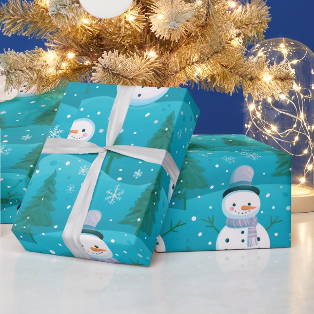 Papier Cadeau Snowmen—Flèches de neige Moderne Noël (Vacances)