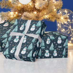 Papier Cadeau Snowmen—Flèches de neige Moderne Noël