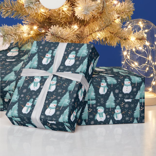 Papier Cadeau Snowmen—Flèches de neige Moderne Noël (Vacances)