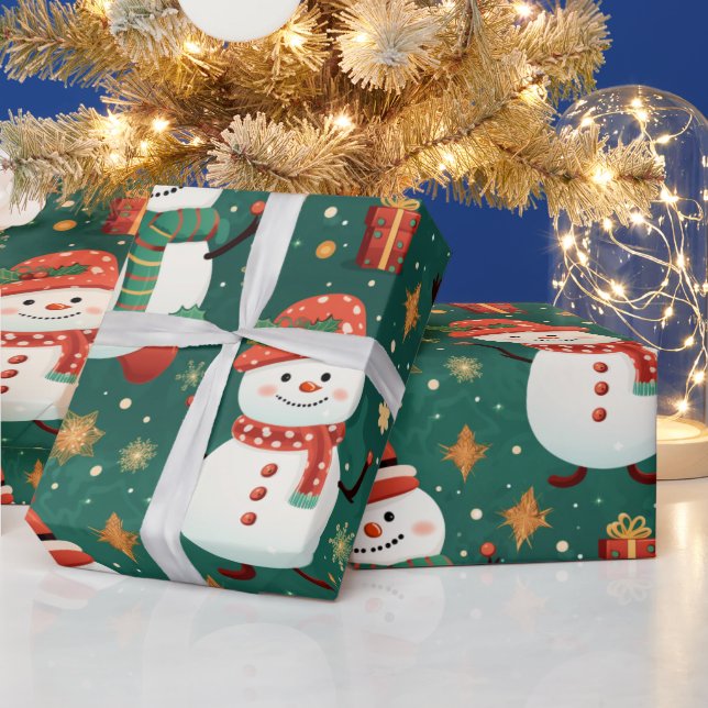 Papier Cadeau Snowmen Snowflakes Noël Ornements Noël (Vacances)
