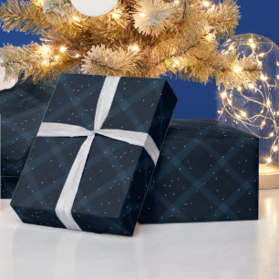 Papier Cadeau Snowy Brossé Plaid de la Marine