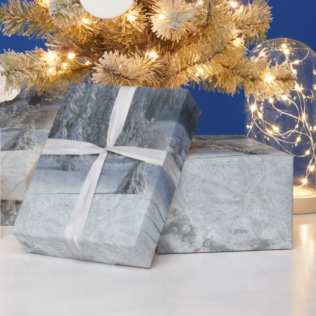 Papier Cadeau Snowy Noël arbres scène emballage papier (Vacances)