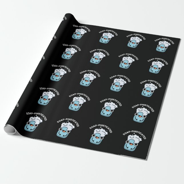 Papier Cadeau Soap-phisticated Funny Soap Pun Soap Dark BG (Déroulé)