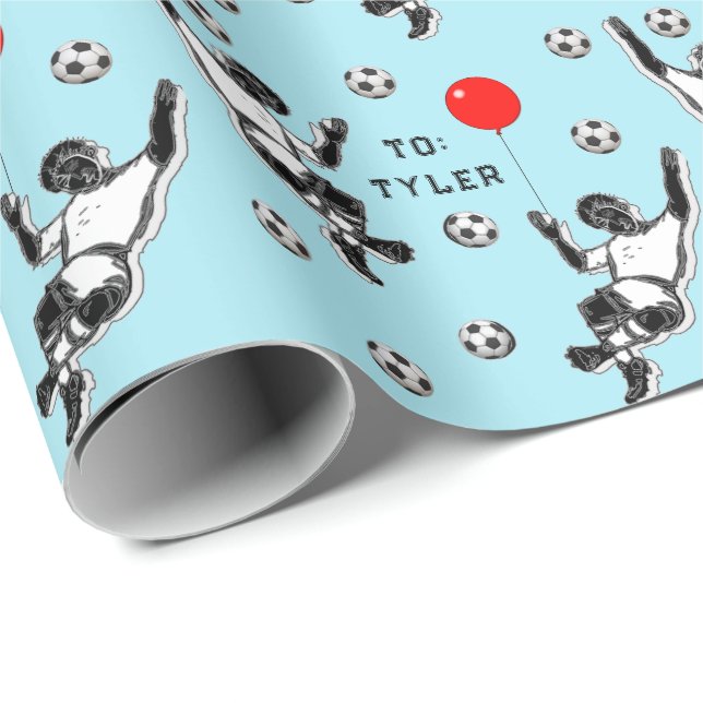 Papier Cadeau Soccer Anniversaire Cadeau Papier à envelopper (Coin rond)