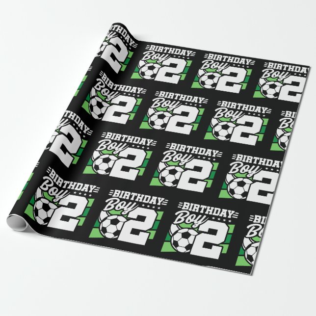 Papier Cadeau Soccer Anniversaire - Garçon de 2 ans - 2e Anniver (Déroulé)