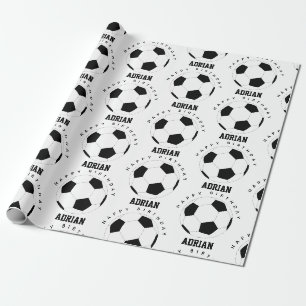 Papier Cadeau Soccer Ball Football Nom personnalisé Anniversaire