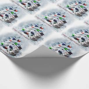 Papier Cadeau Soccer Ball Snowman Noël