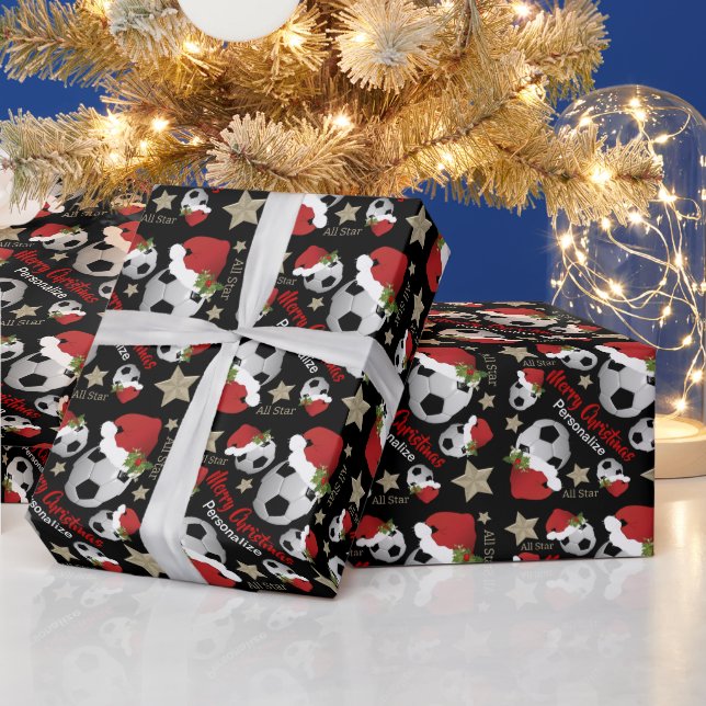 Papier Cadeau Soccer de Noël All Star - Personnaliser (Vacances)
