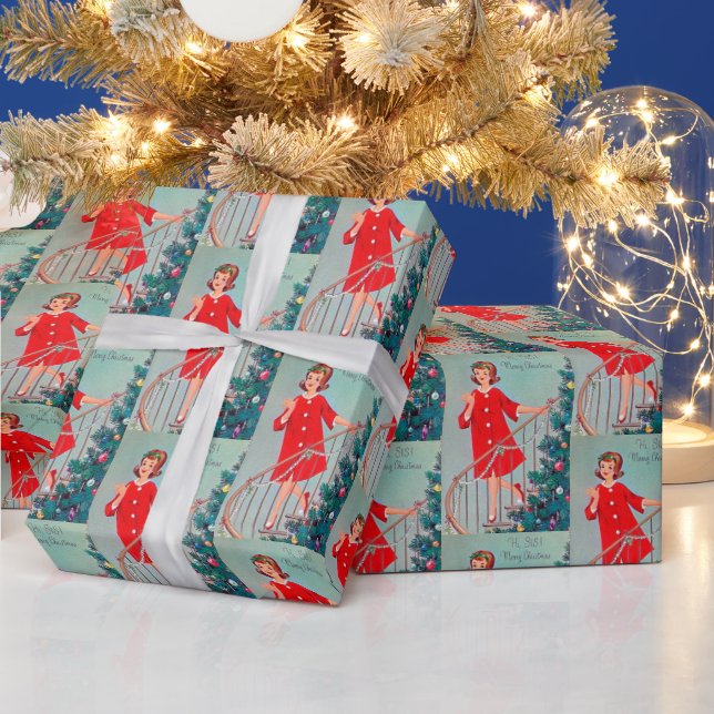 Papier Cadeau Soeur de Noël rétro carrelée (Vacances)