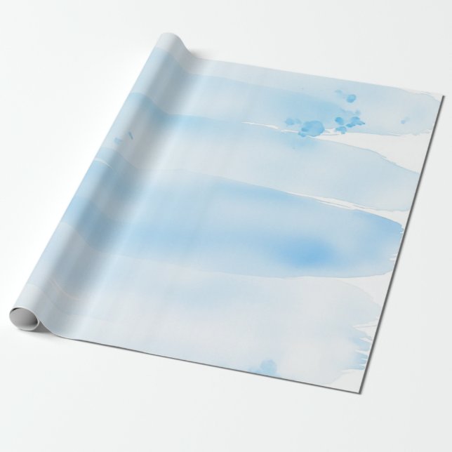 Papier Cadeau Soft Blue Watercolor Brush Strokes (Déroulé)