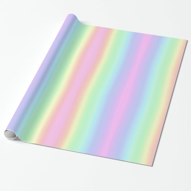 Papier Cadeau Soft Pastel Arc-en-ciel Rayures de dégradé esthéti (Déroulé)