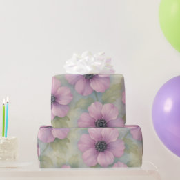 Papier Cadeau Soft Pink Botanical Floral Wrapping Paper