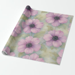 Papier Cadeau Soft Pink Botanical Floral Wrapping Paper