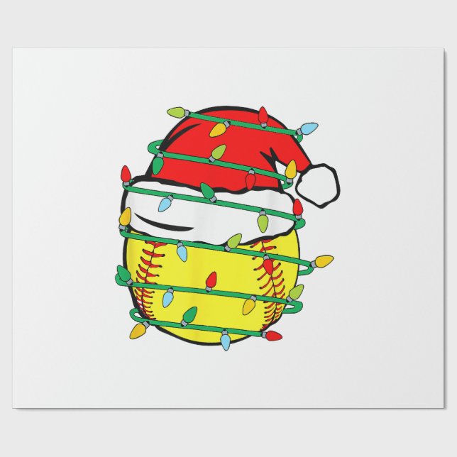 Papier Cadeau Softball de Noël (Plat)