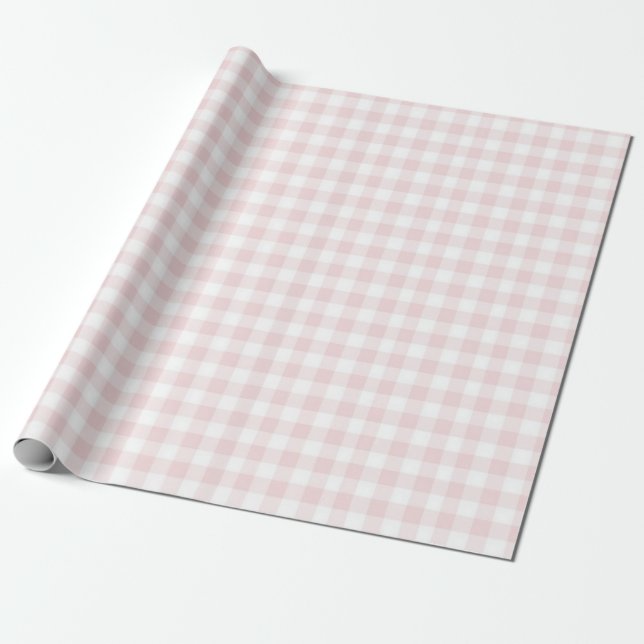 Papier Cadeau Soignée Rose En vichy fête d'anniversaire (Déroulé)