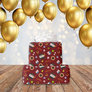 Papier Cadeau Soirée Casino Rouge