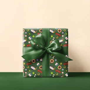 Papier Cadeau Soirée Casino Vert