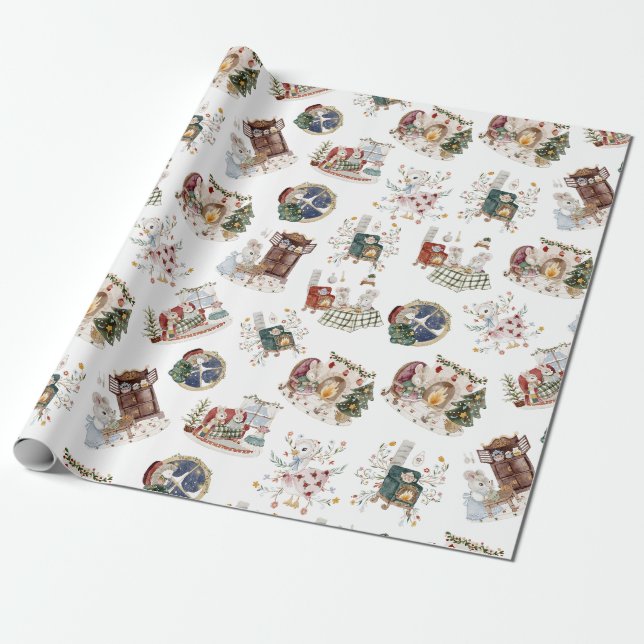 Papier Cadeau Soirée de Noël Cosy Petits à la maison Cadeau (Déroulé)
