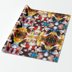 Papier Cadeau Soirée festive de Père Noël salée avec Noël