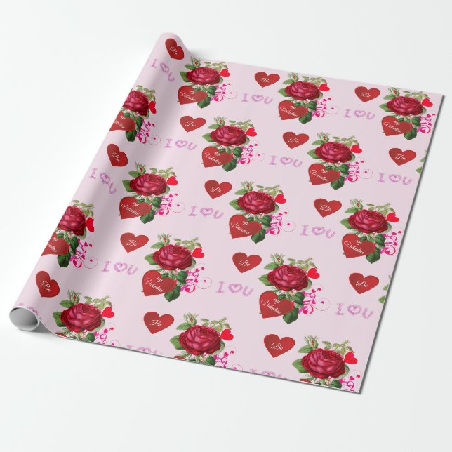 Papier Cadeau Sois ma Saint Valentin Red Roses vacances (Déroulé)