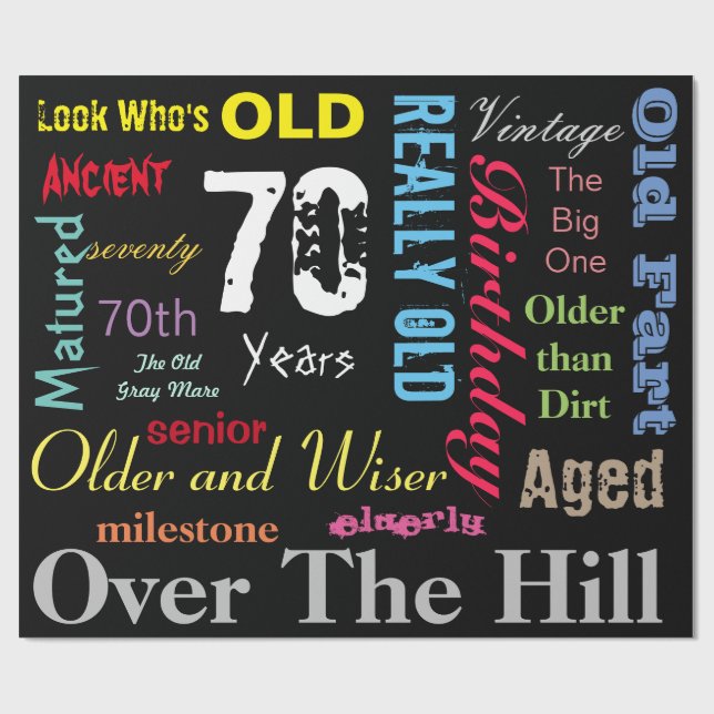 Papier Cadeau soixante-dixième Joyeux anniversaire dans une (Plat)