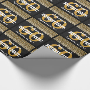 Papier Cadeau soixantième Anniversaire pour son noir A11 et or